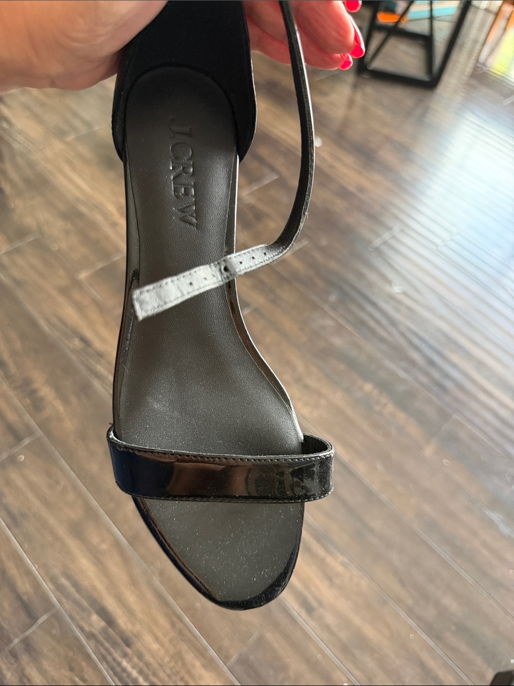 J. Crew Black Patent Ankle-Strap Heels - Picture 3 of 5
